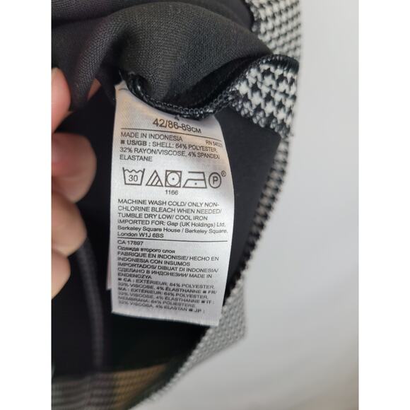 Banana Republic Womens Houndstooth Front Slit Stretchy Skirt Black White Size 4 - Picture 10 of 11